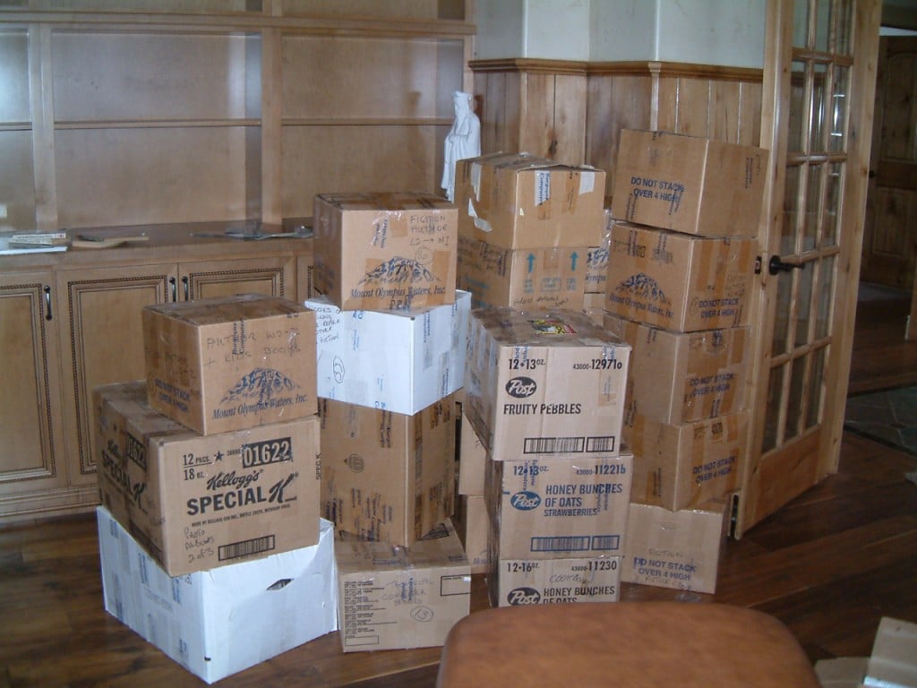 30 boxes of books