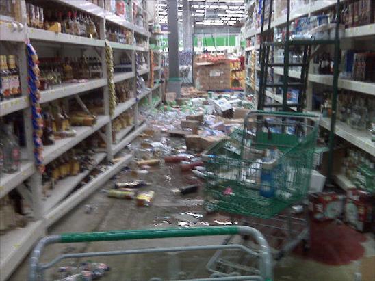 Grocery store in Mexicali Mexico Earthquake 4th April 2010