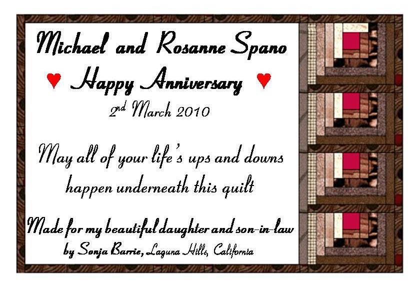 Michael and Rosanne Quilt Label