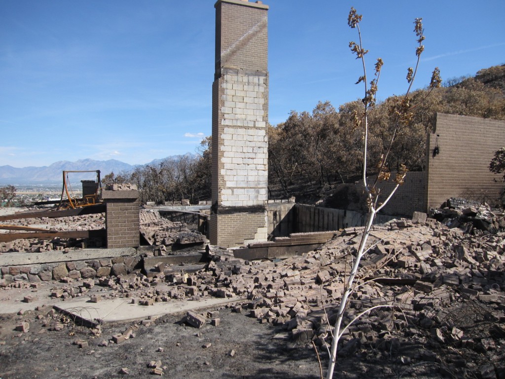 What's left of a house after the fire in Herriman