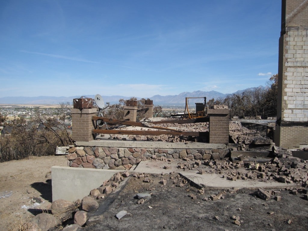 Foundation of a house after the fire in Herriman