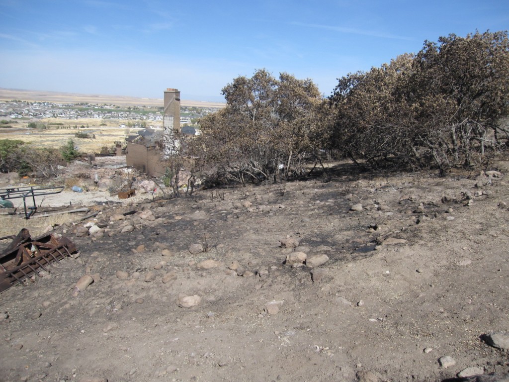 Area behind the house that burnt in the fire in Herriman