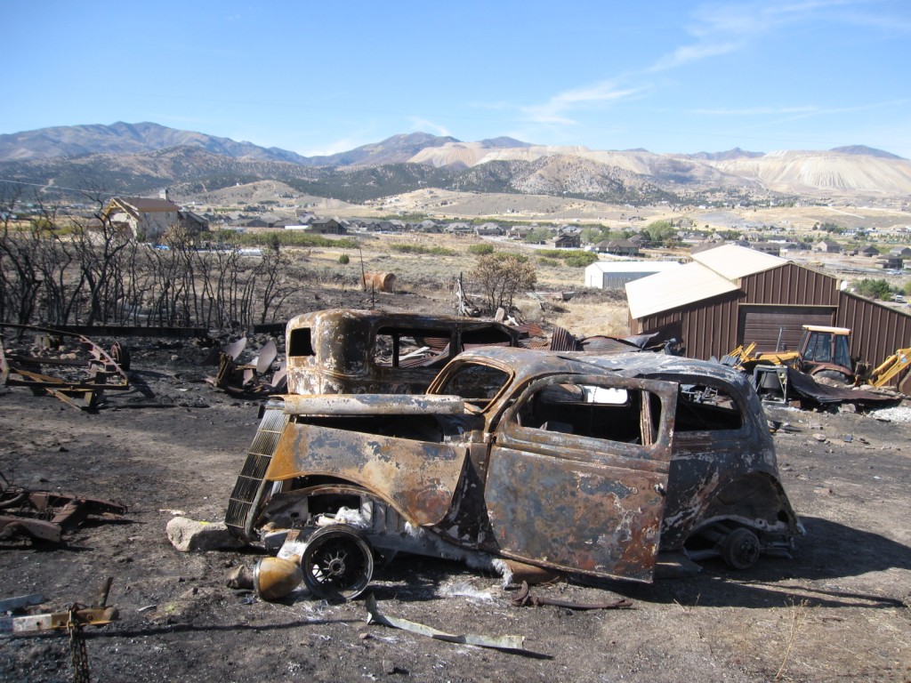 Fire in Herriman, skeletons of restored cars