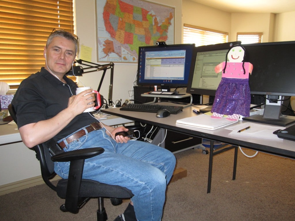 Here I am sitting on Papa's desk