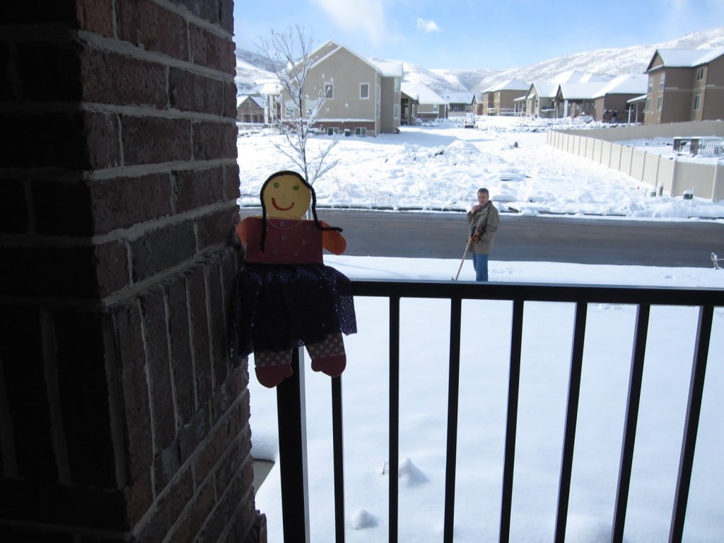 Me and Papa shoveling snow