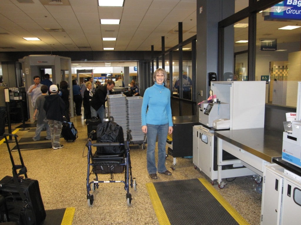 Here I am with Nana going through airport security.