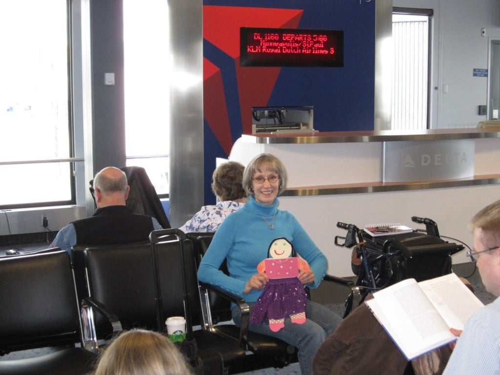 Waiting for our plane with nana